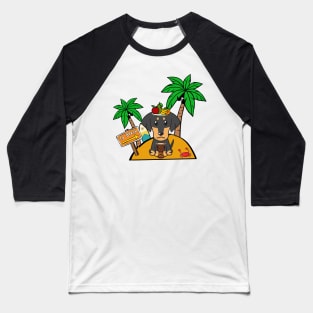 Funny dachshund is on a deserted island Baseball T-Shirt